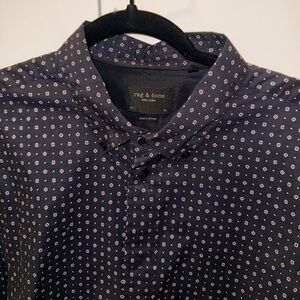 Rag & Bone Men's Dark Blue Geometric Shirt